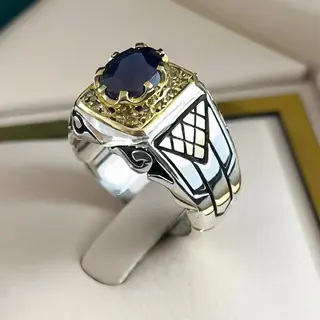 انگشتر نقره مردانه یاقوت کبود کد S2710