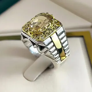 انگشتر نقره مردانه سیترین کد S2711