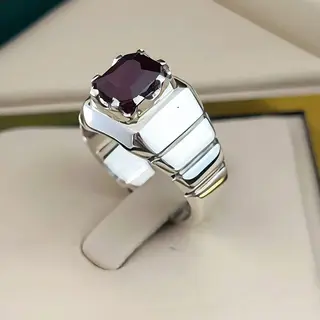 انگشتر نقره مردانه یاقوت سرخ کد S2712