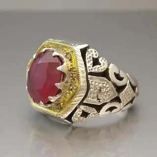 انگشتر نقره مردانه یاقوت سرخ کد S97931