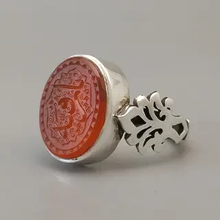 انگشتر نقره مردانه عقیق یمنی سرخ خطی