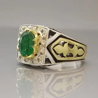 انگشتره نقره مردانه زمرد