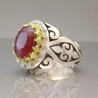 انگشتر نقره مردانه یاقوت سرخ کد S2122
